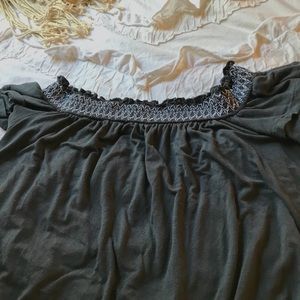dark gray off the shoulder top